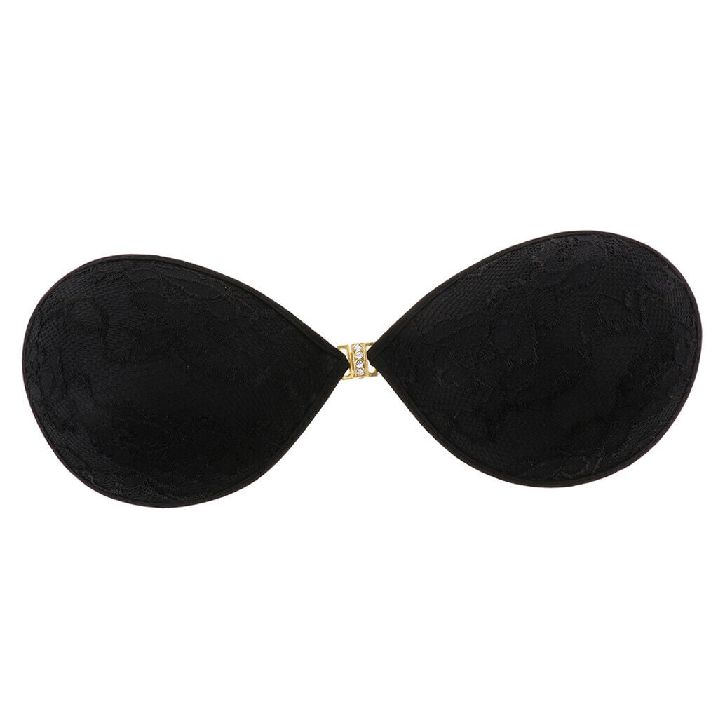 Selfadhesive Strapless Reusable Invisible Silicone Pushup Bras Black S