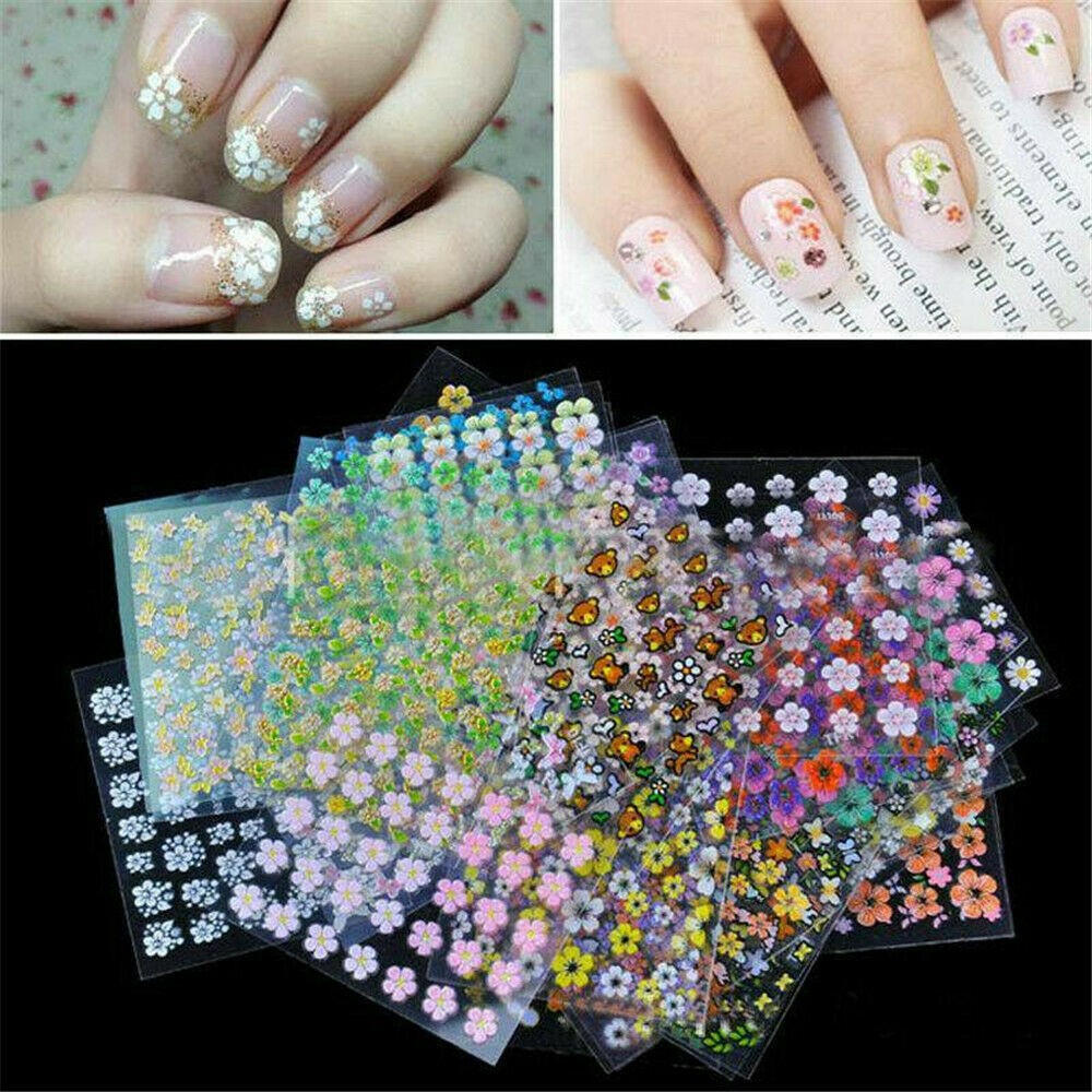 50 Sheets Nail Art Water Decals Stickers Transfers Spring Water Effect Flower UK
