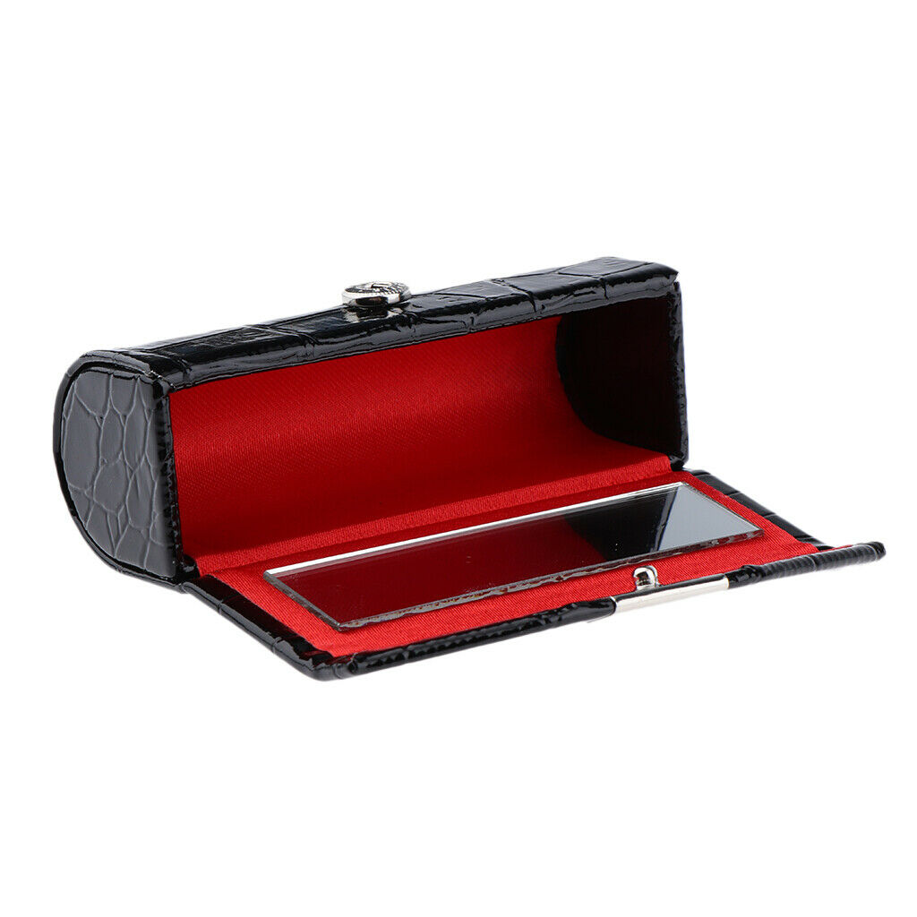 2 x PU Leather Small Lipstick Case Holder with Mirror Organizer Bag for Purse