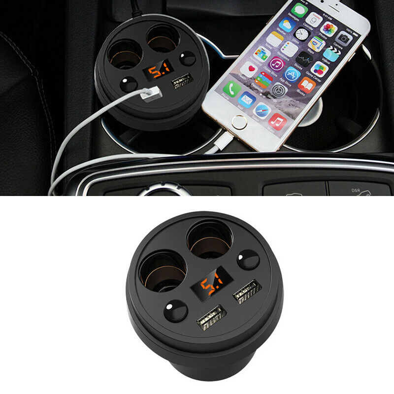 Unviersal 3.1A Dual USB Charger LED Voltage Current Display 2x Cigarette Lighter