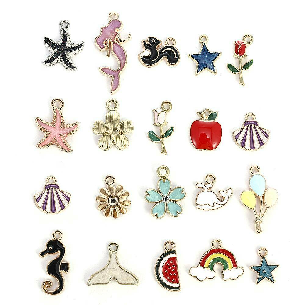 20Pcs/lot Enamel Mixed Random Alloy Pendant Charm Jewelry DIY Accessories Set US