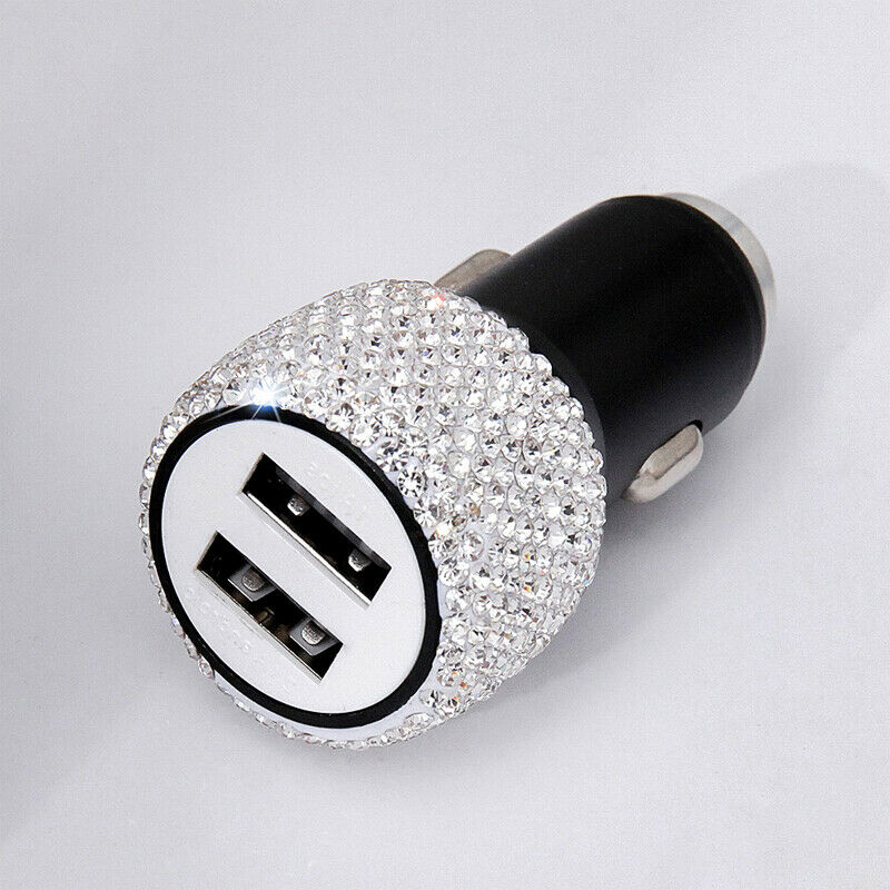 DC12-24V Dual USB Port Fast Charging Diamond Car Charger Adapter For IOS Android