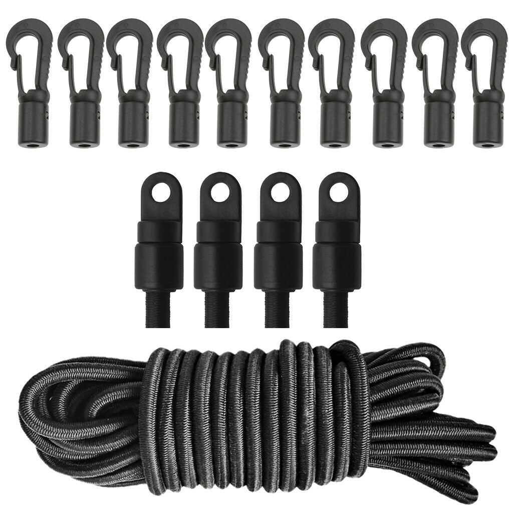 1/4 "16.4" High-performance Elastic Bungee Rope + 4 Pieces of Shock Cord End