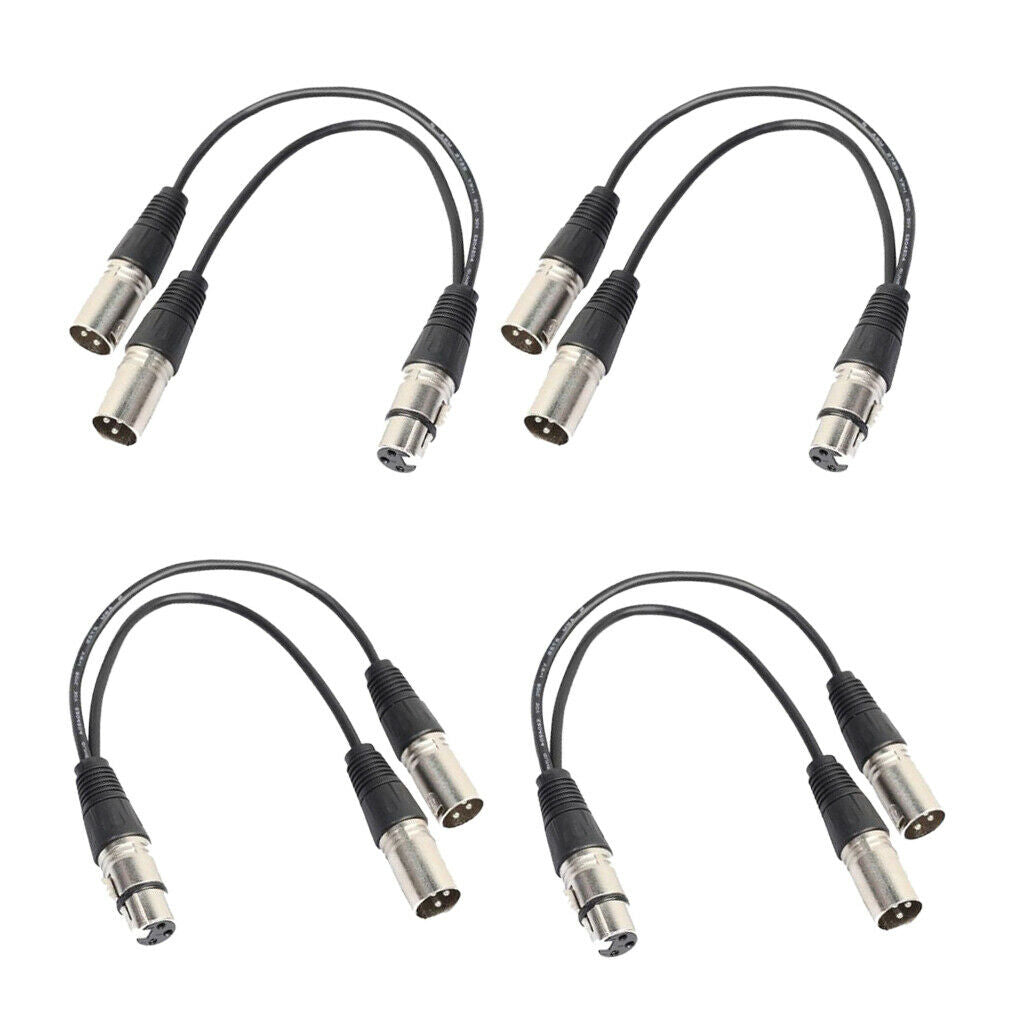 4Pieces 3Pin XLR Female Jack To Dual Male