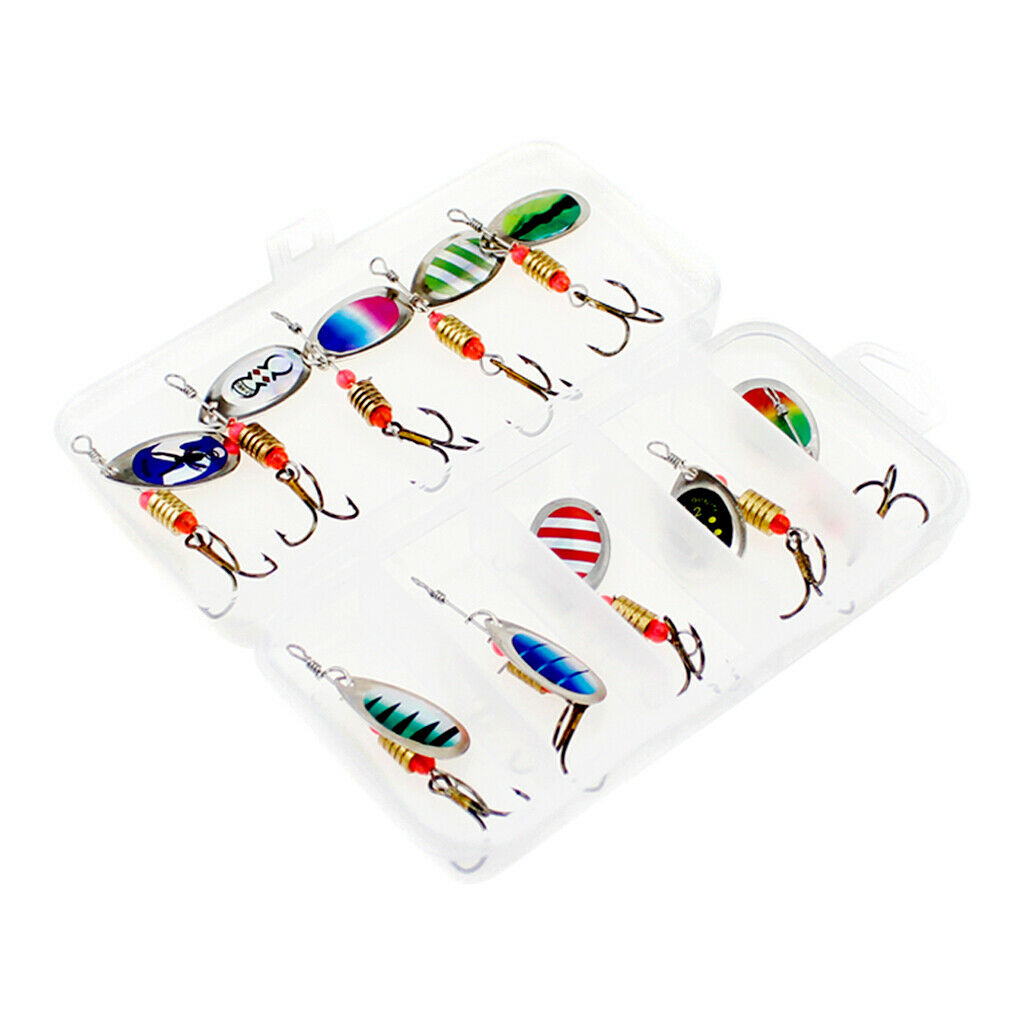 10x Metal Multicolor Sequins Baits Spinnerbait &Organizer Box Saltwater