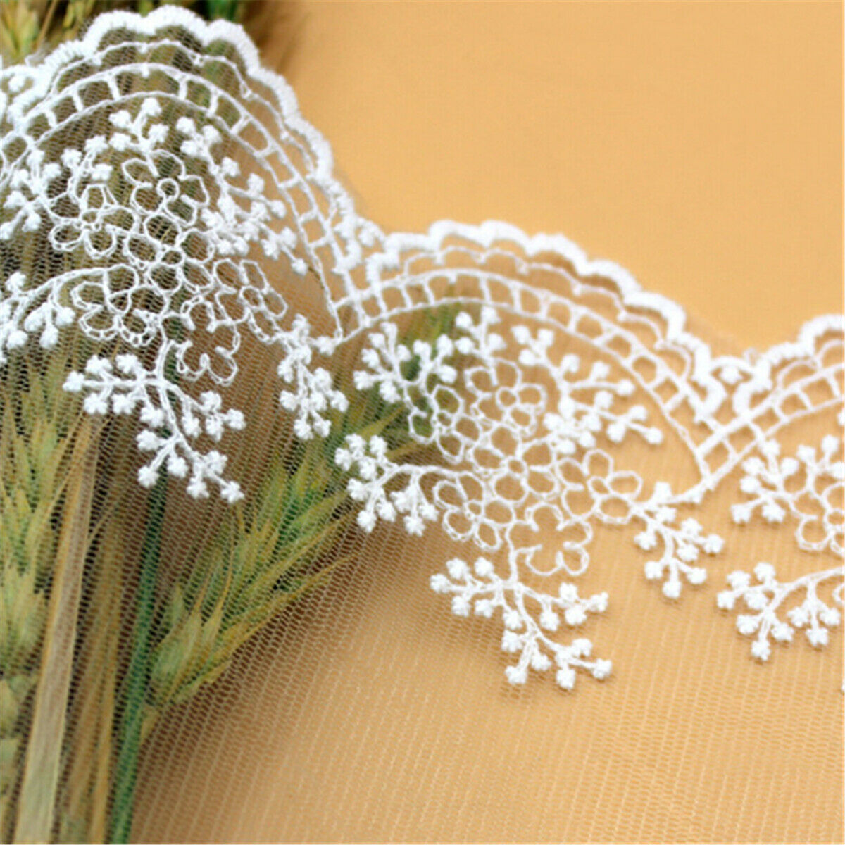 2 Yds White Cotton Crochet Lace Trim Skirt Hem Decor DIY Sewing Accessory 11.5cm