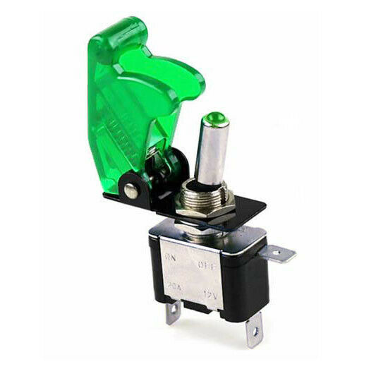 On/Off Toggle Switch LED Light 12V/20A with Missile Cover for Car Boat Truck
