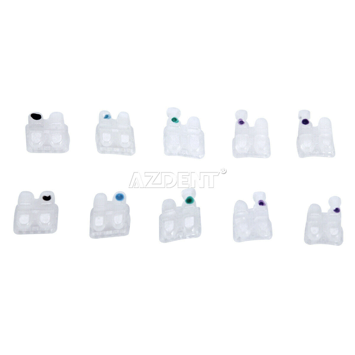 5X AZDENT Dental Orthodontic Ceramic Brackets Braecs MBT 022 Hooks 3 4 5