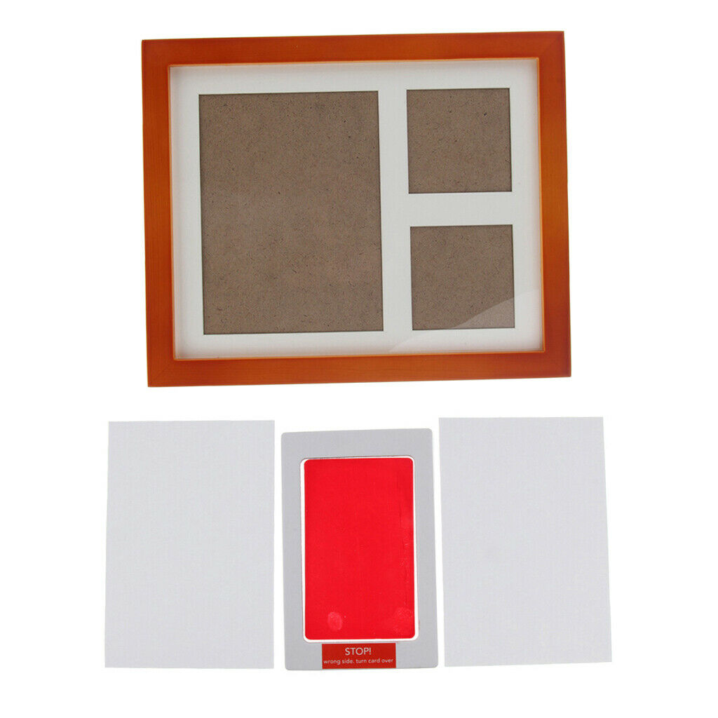 Baby Handprint Footprint Pictures Keepsake Pecan Photo Frame Pad Red