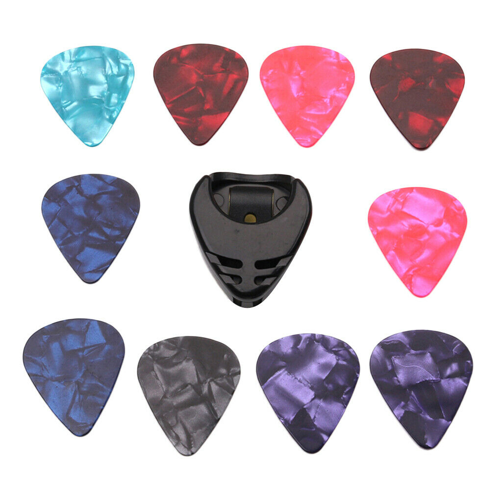 For Acoustic Guitar Electric Guitar Bass-Stick-on Holder+10 Pcs Guitar Picks