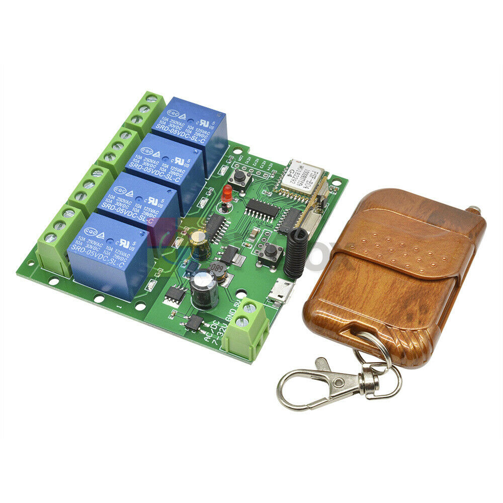 433MHz Smart DIY Wireless Remote Control Switch DC 5-32V 4CH 4 Relay Receiver