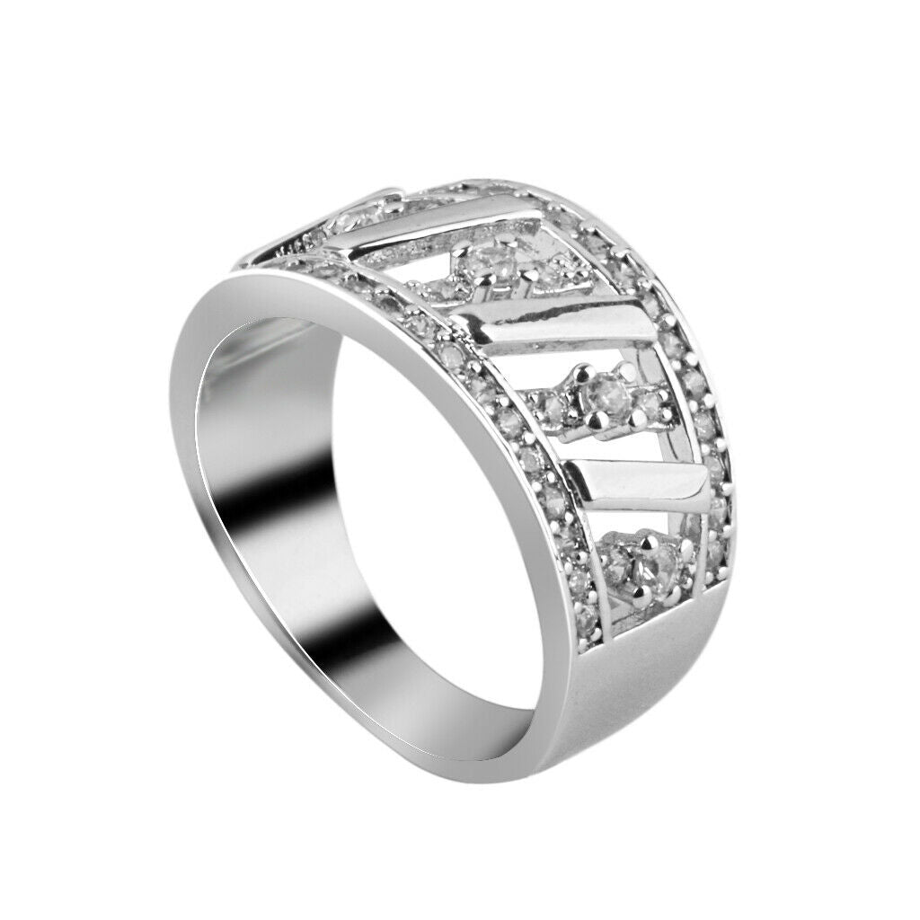 Fashion Women zircon Rhinestone finger ring Wedding Jewelry Gift US size 8