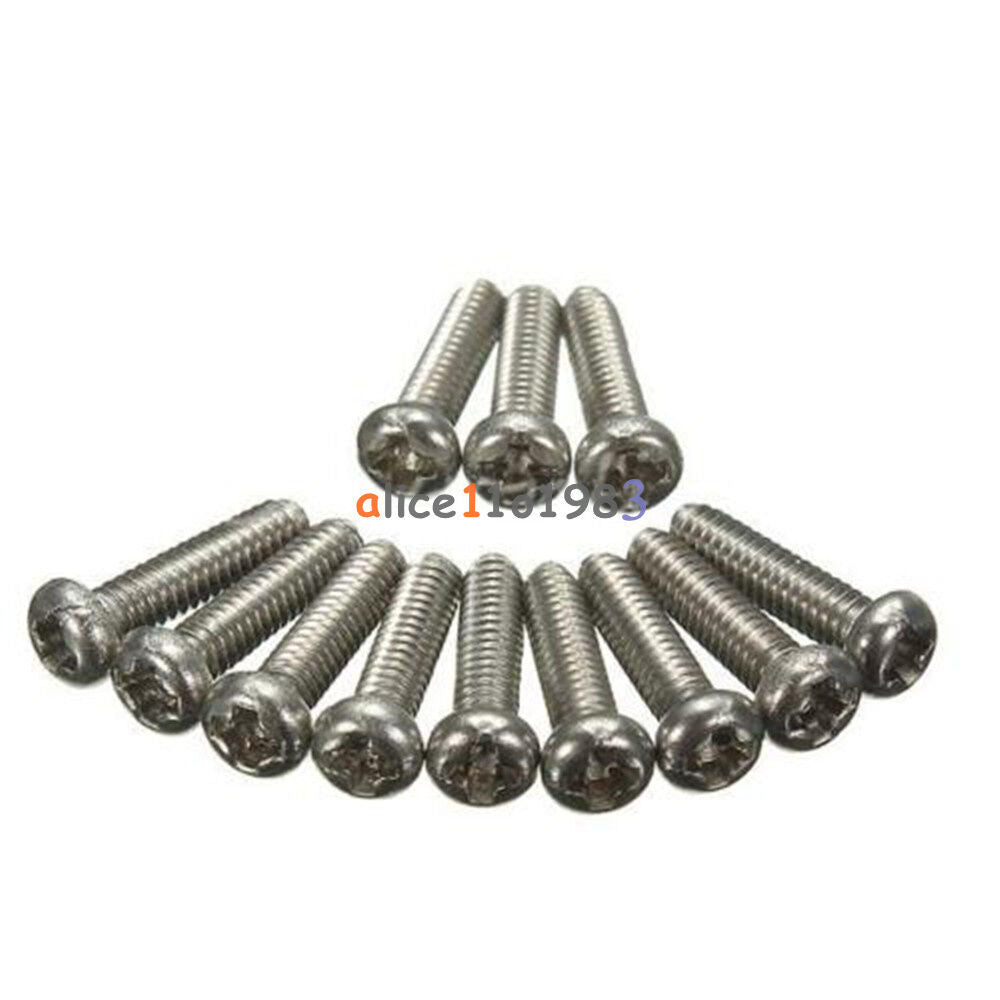 100PCS M2X6mm Screws Stainless Steel Round Head Plain End Machine