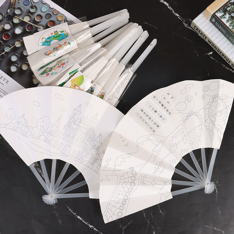 21cm DIY Painting Cartoon Fan For Children Graffiti Origami Fan Art Craft.l8