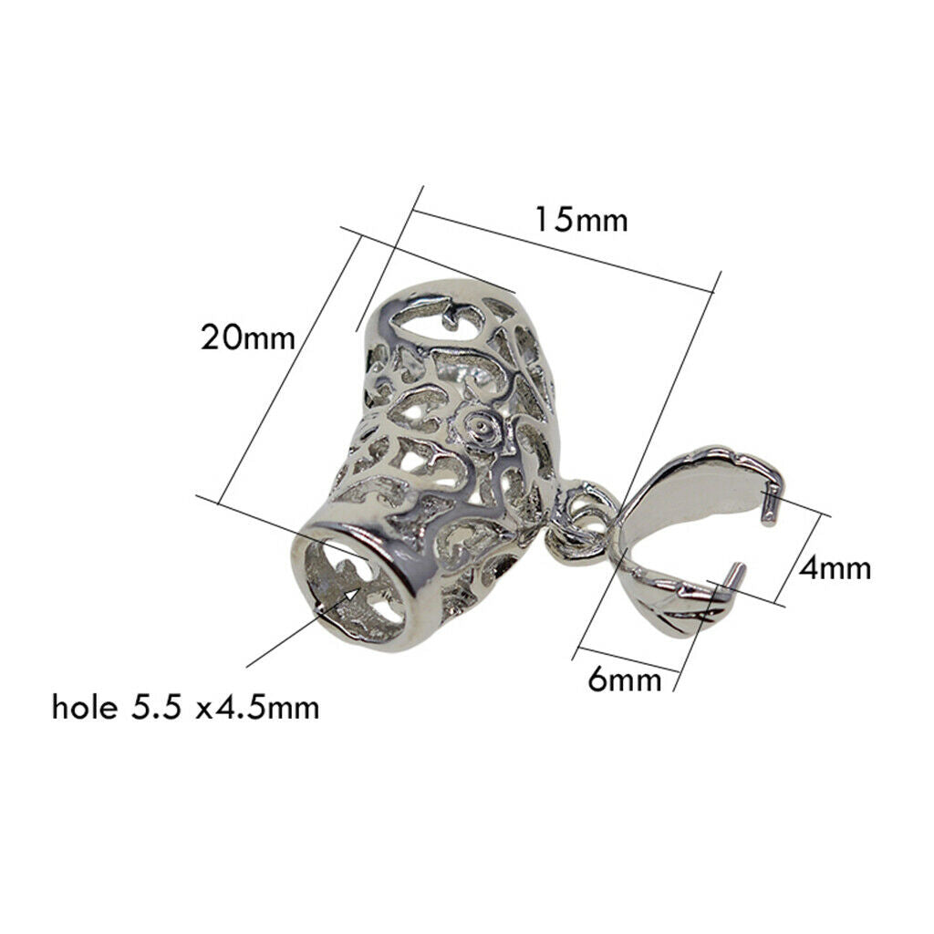 6pcs Leaf Pinch Bails Silvery Pendant Holder Bag Decor DIY Jewelry Making