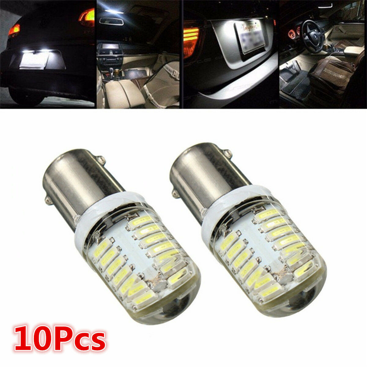 10Pcs BA9S T11 T4W 4014 White LED 24-SMD Car Side Light Bulb Interior Lamp DC12V