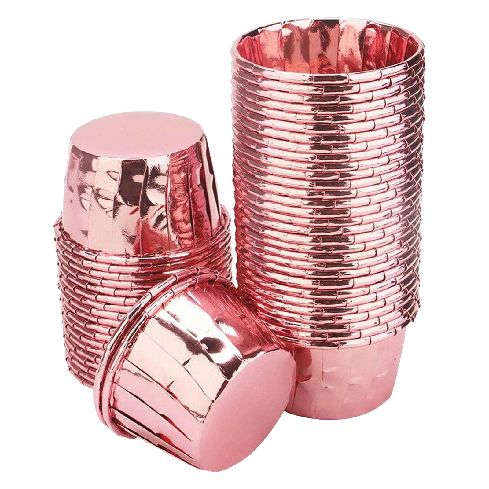 50x Foil Cup Cake Cases Cupcake Muffin Paper Baking Cups Wrappers Rose Pink