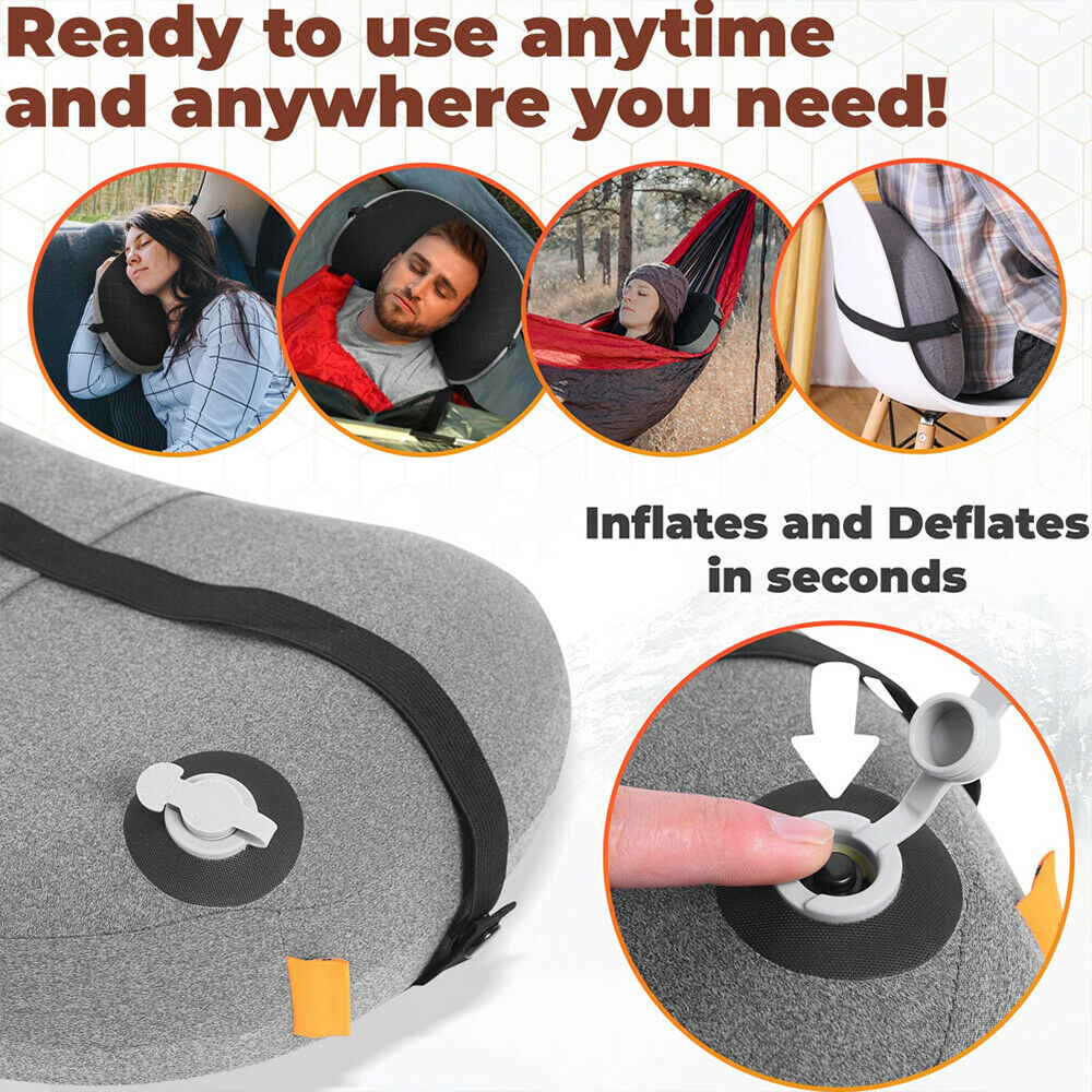 Portable Ergonomic Inflatable Pillow Blow Up For Outdoor Sports Travel Camping