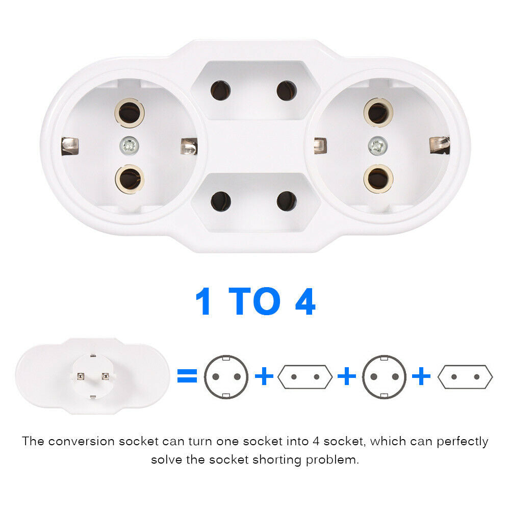 Russian Conversion Socket Standard Power Adapter Travel Triple Plugs Earth LIN