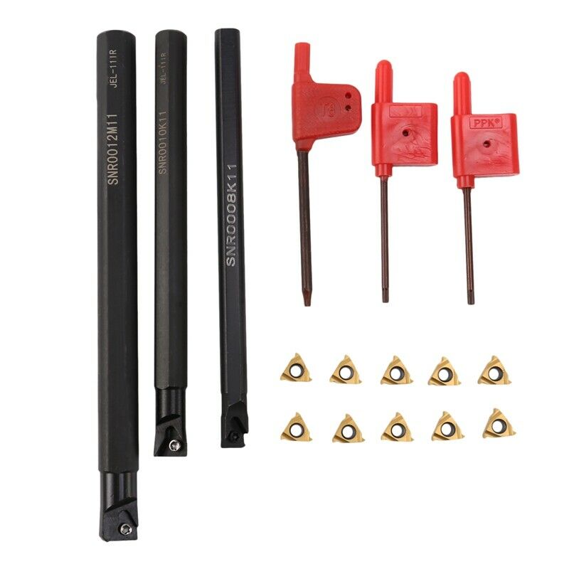 3Set SNR0008K11+SNR0010K11+SNR0012M11 Lathe Bo Bar 3Pcs Wrench+ 10X 11IR A60 IG2
