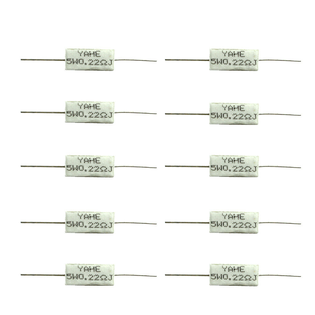 10pcs 5W 0.22 ohm +/-5% Wirewound Cement Resistor Winding Ceramic Resistance