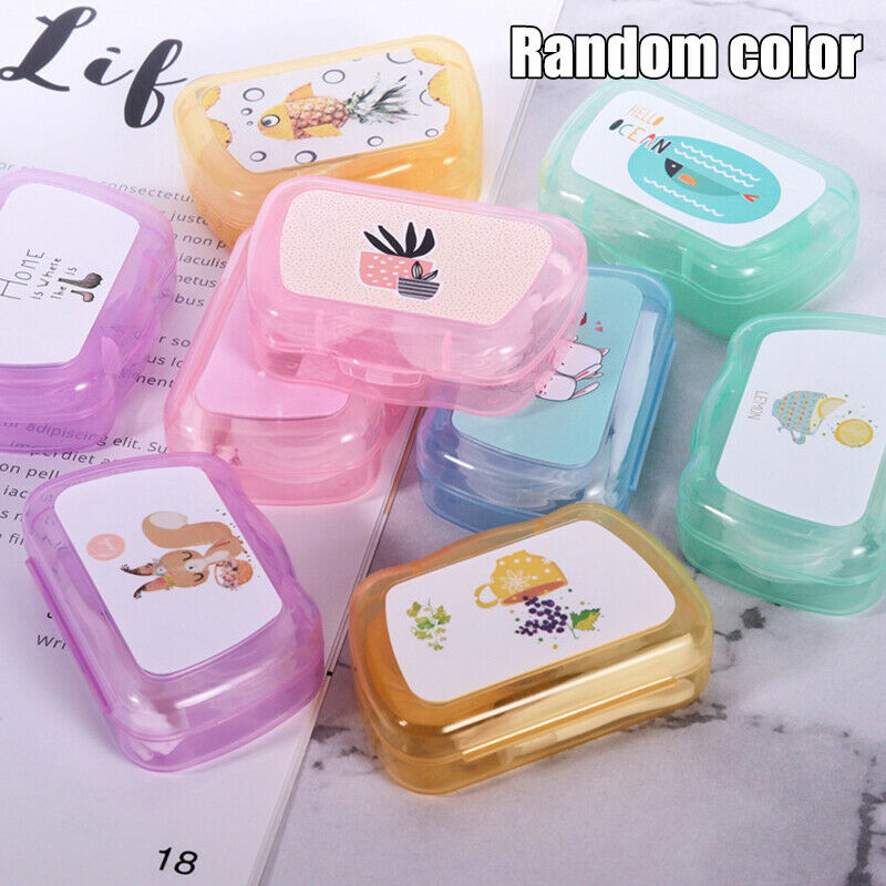 Cartoon Contact Lens Cases with Mirror Cute Contact Lens Box Square WomenBDAU