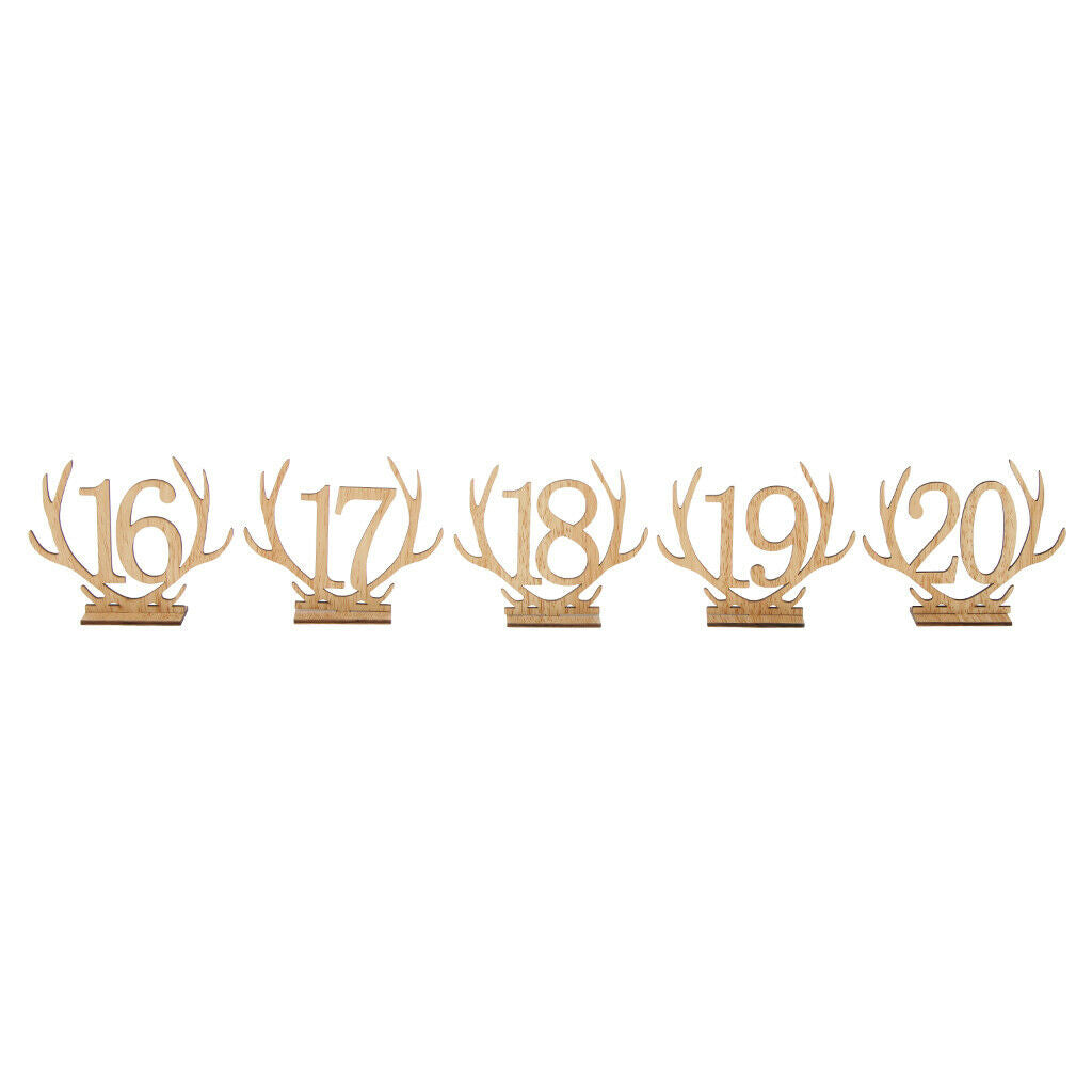 Wooden Antler Freestanding 1-20 Table Number Sign Stand Wedding Table Decor