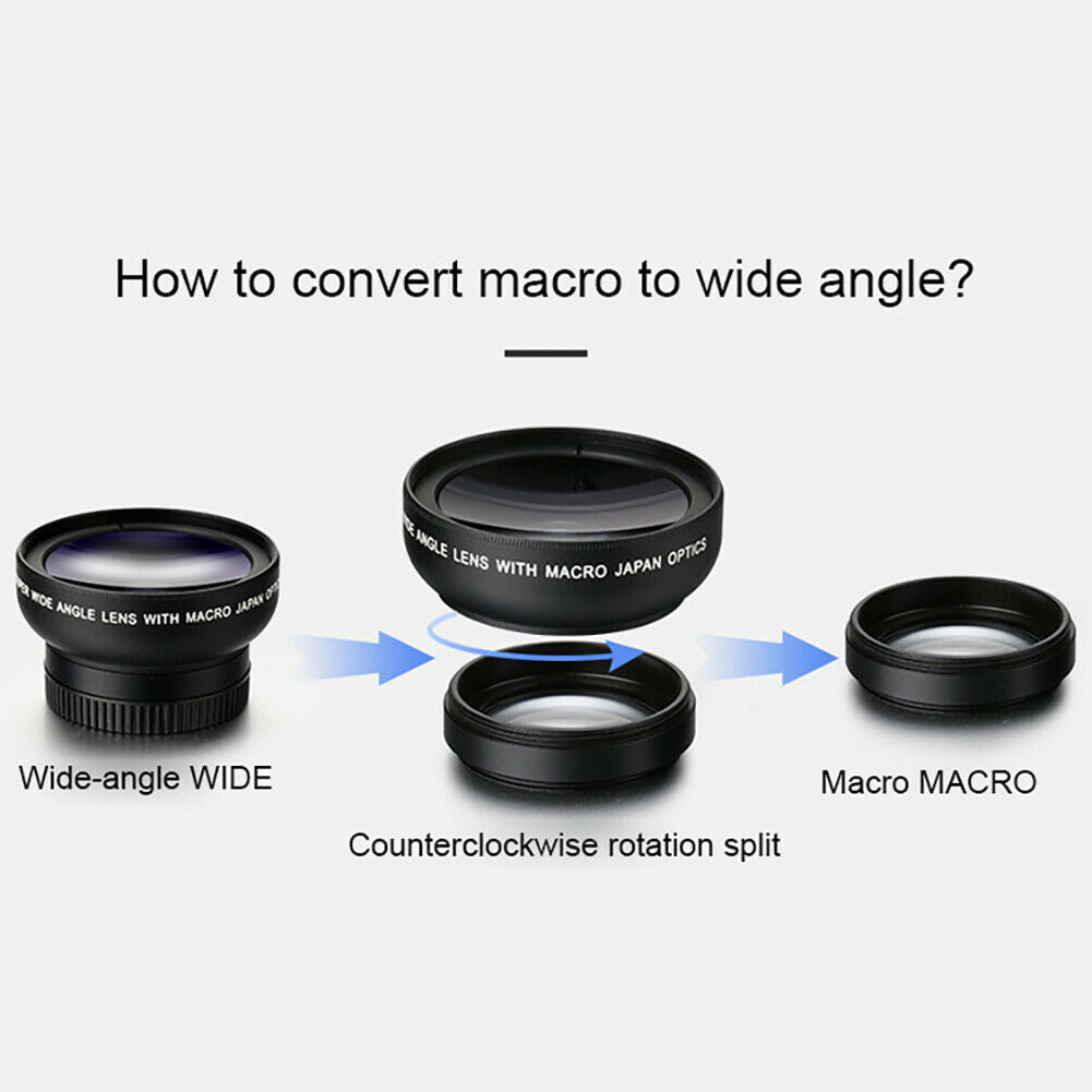 2 in 1 HD Phone Camera Lens 0.45X Wide Angle and Macro Len Professional Lens