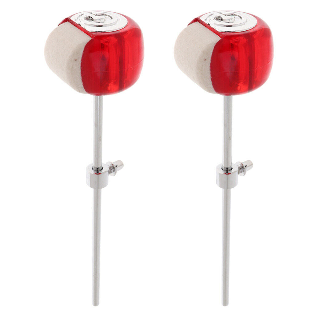 2pcs Bass Drum Hammer Beater Percussion Instrument Replacement Parts Red