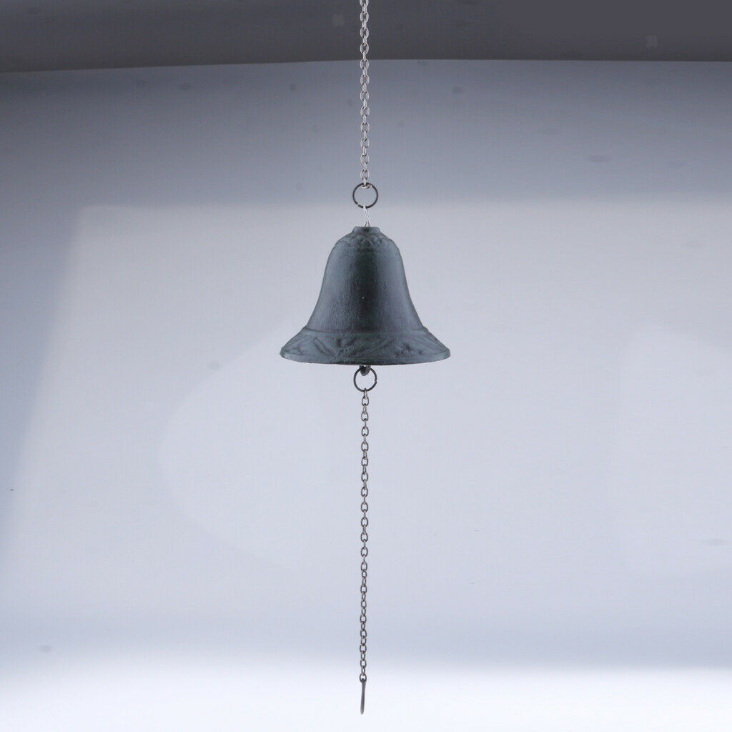 Cast Iron Bell With Hanging Chain Wind Chime Outdoor Garden Hanging Decor