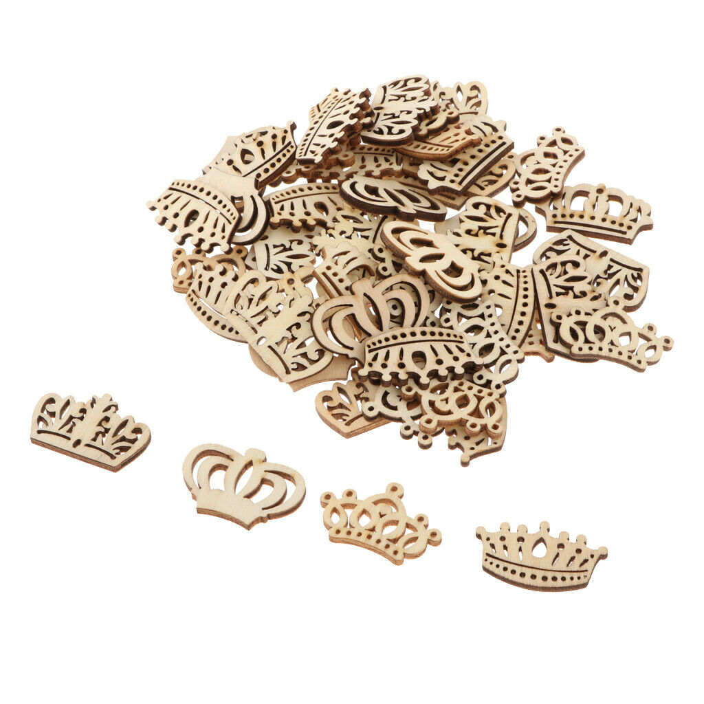 50pcs Crown Wooden Pieces Baby Shower Scrapbooking Embellishments DIY Craft
