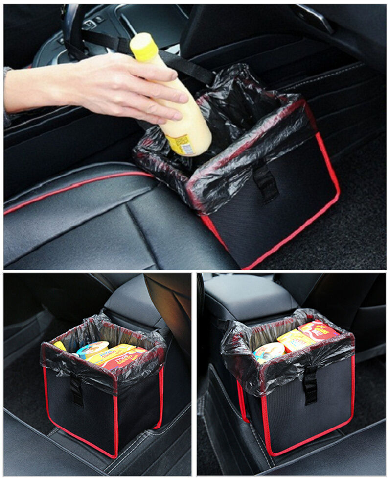 In-Car Wastebasket Litter Leak Proof Bin Wastebasket Container Trash Storage Box