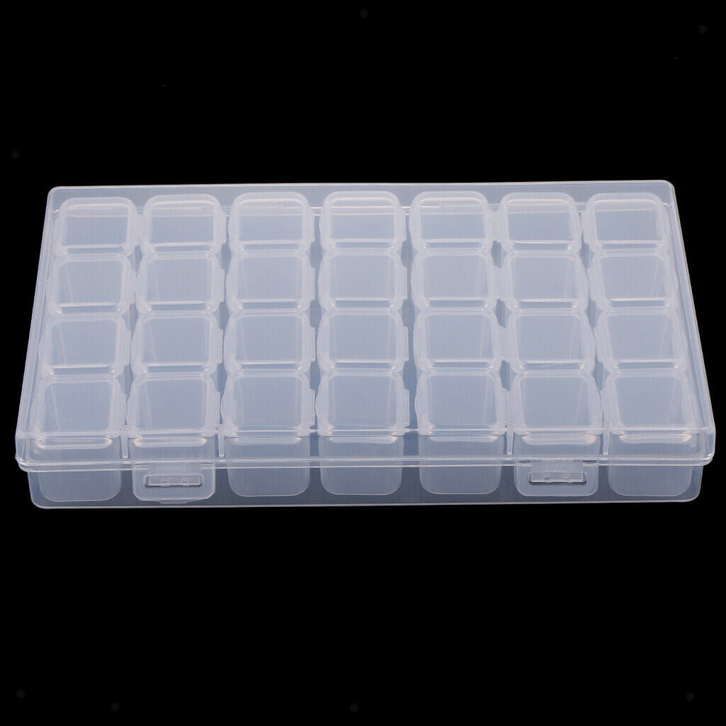 3pcs 28 Grids Removable Clear Beads Storage Box Container Case Organizer