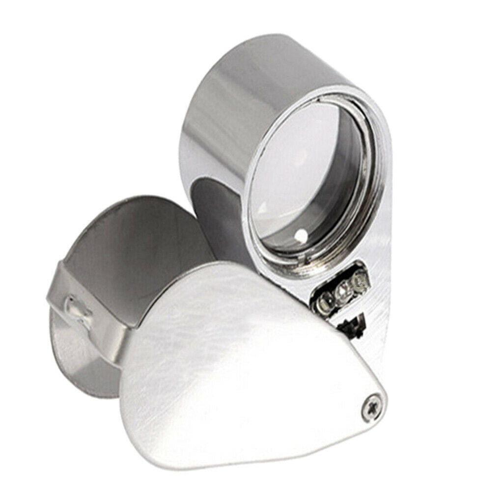 MagiDeal 40X Foldable  Folding Magnifier Illuminated Magnifying Glass Tool