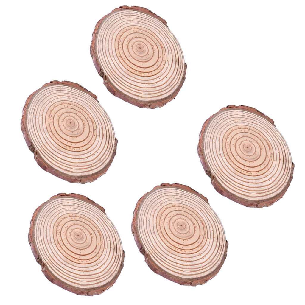 5pcs Unpainted Natural Wood Slices Chips Round Log Disc for DIY Craft 5-6cm