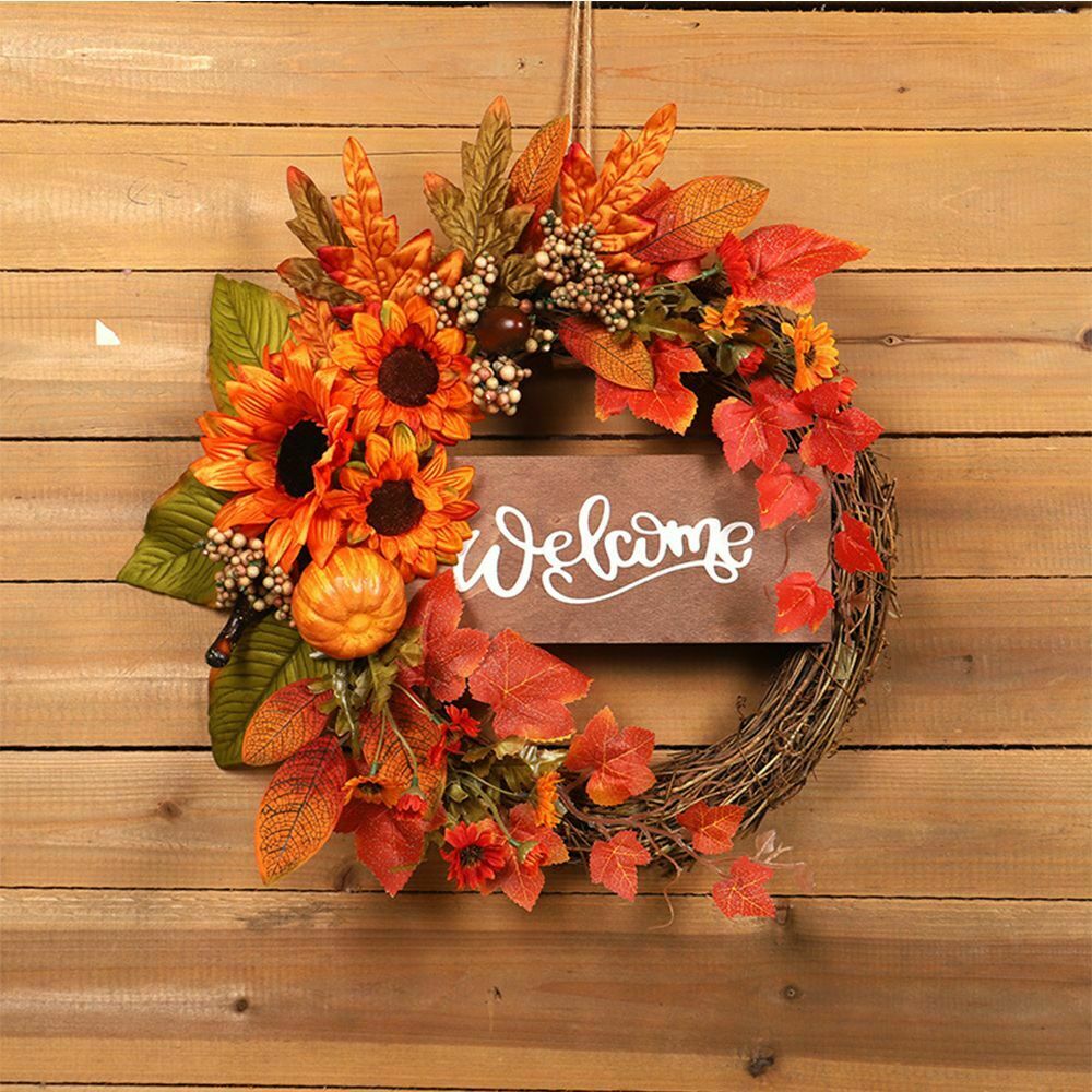 Home Decor Door Hanging Wreath Sunflower Flower Garland Pumpkin Wreath