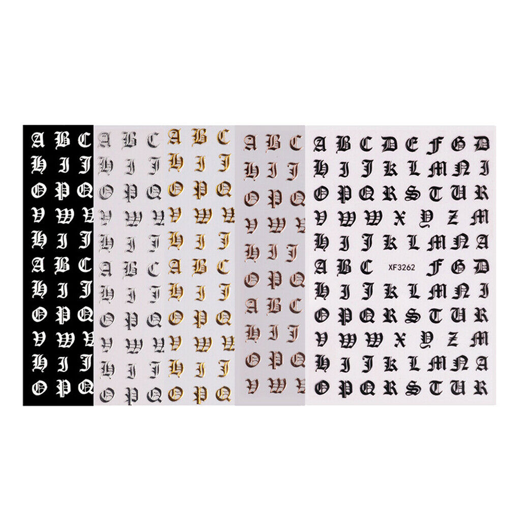 5 Colors Girls Diy Adhesive Nail Design Stickers Letters