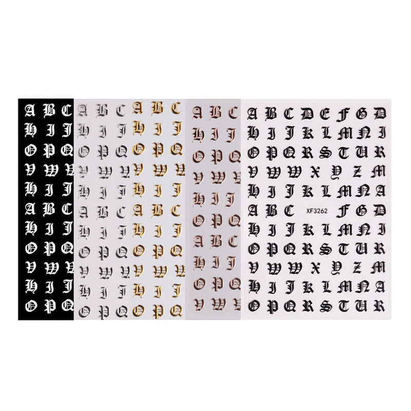 5 Colors Girls Diy Adhesive Nail Design Stickers Letters