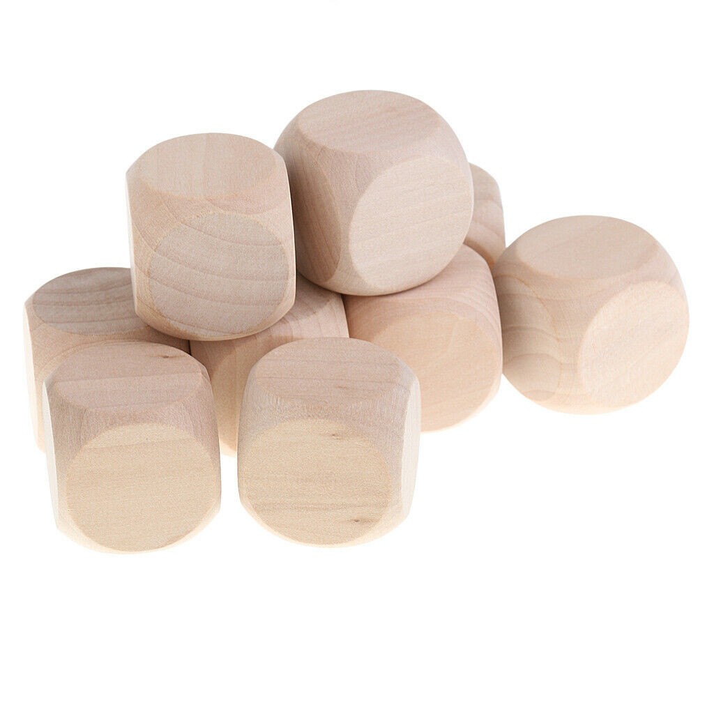 10Pcs Wooden Dice Six Side Dice 6 Side Dices 30mm for Kids Bulding Blocks