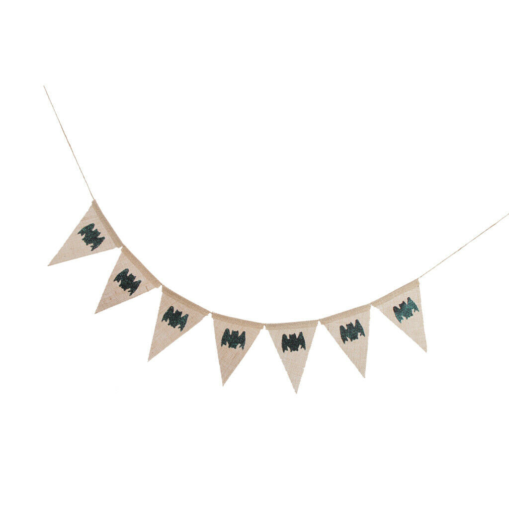 Halloween Bat Hessian Pennant Flag Banner Hanging Garland Decor Photo Prop