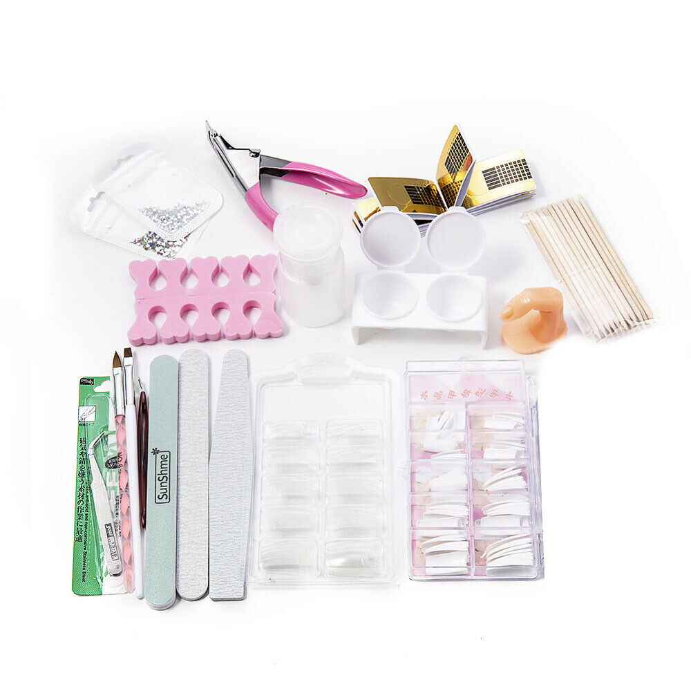 Acrylic Nail Kit Acrylic Powder Glitter Nail Art Manicure Tool Tips Brush Set...