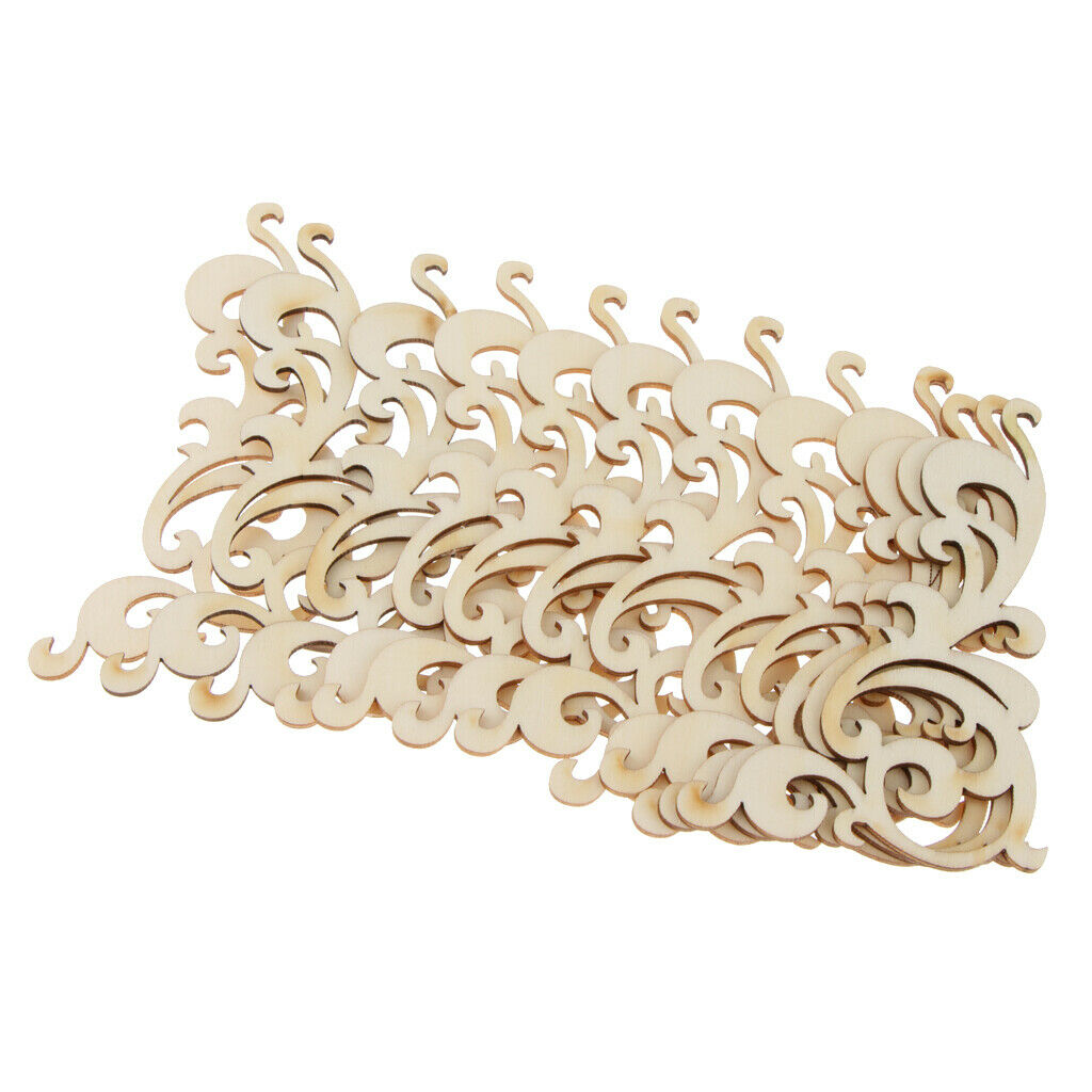 12pcs Unfinished Flower Design Wooden Cutout Chips Gift Tags Label DIY Craft