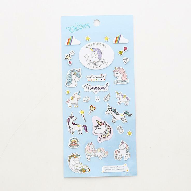 3 sheet Creative Cartoon unicorn Stickers decoration Plan diary Album Stickers