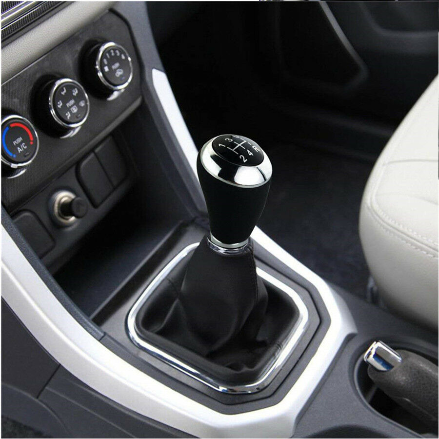 Black Leather Manual 5 Speed Car Gear Stick Shift Knob Lever Handle Shifter MT