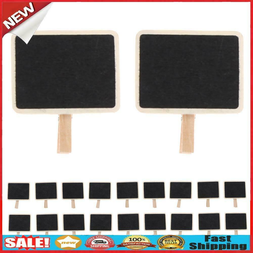 20pcs Mini Blackboard Wooden Clip Long Photos Peg Memo Clips Ornaments @