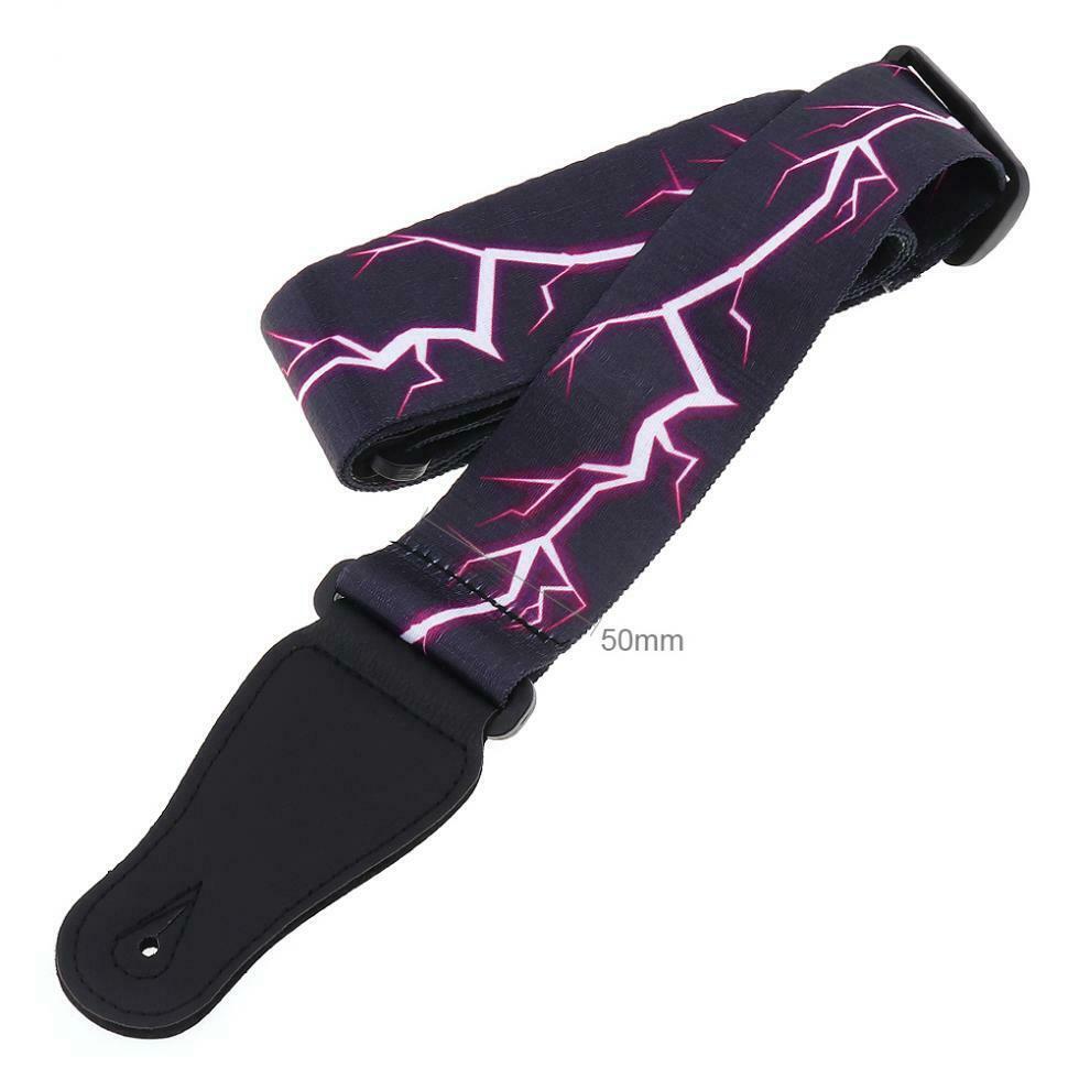 Universal Printing Electric Bass Guitar Strap w/ Cool Purple Lightning Pattern
