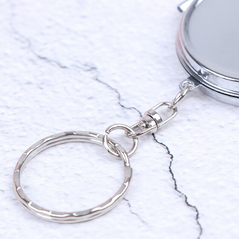 Personalised Folding Mirror Key Ring Keychain Portable Compact  Cosmet.l8