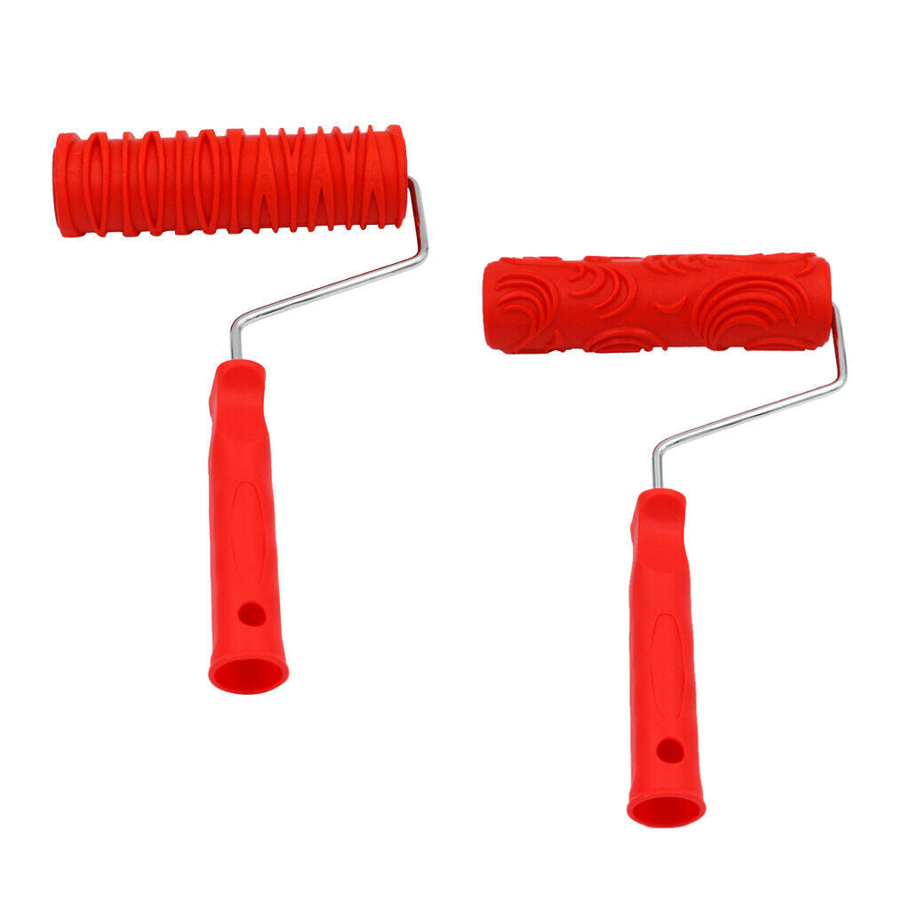 2pcs 7inch Patterned Paint Roller Embossing Decorative Roller for Room Cafe