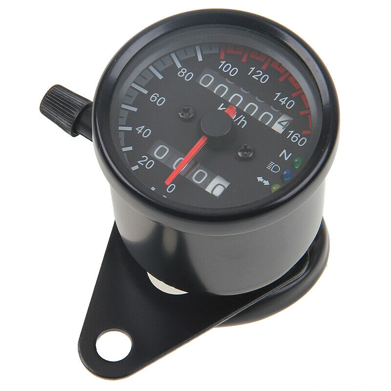 Black Motorcycle Odometer Speedometer Gauge Interface LED Back Light Universal