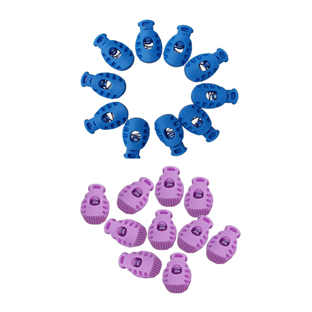 10pcs Bungee Cord Lock End Spring Stop Toggle Stoppers Blue
